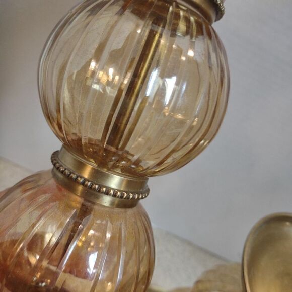 Bombay Brass and Glass Globe Candle Holders - Picture 2 of 4